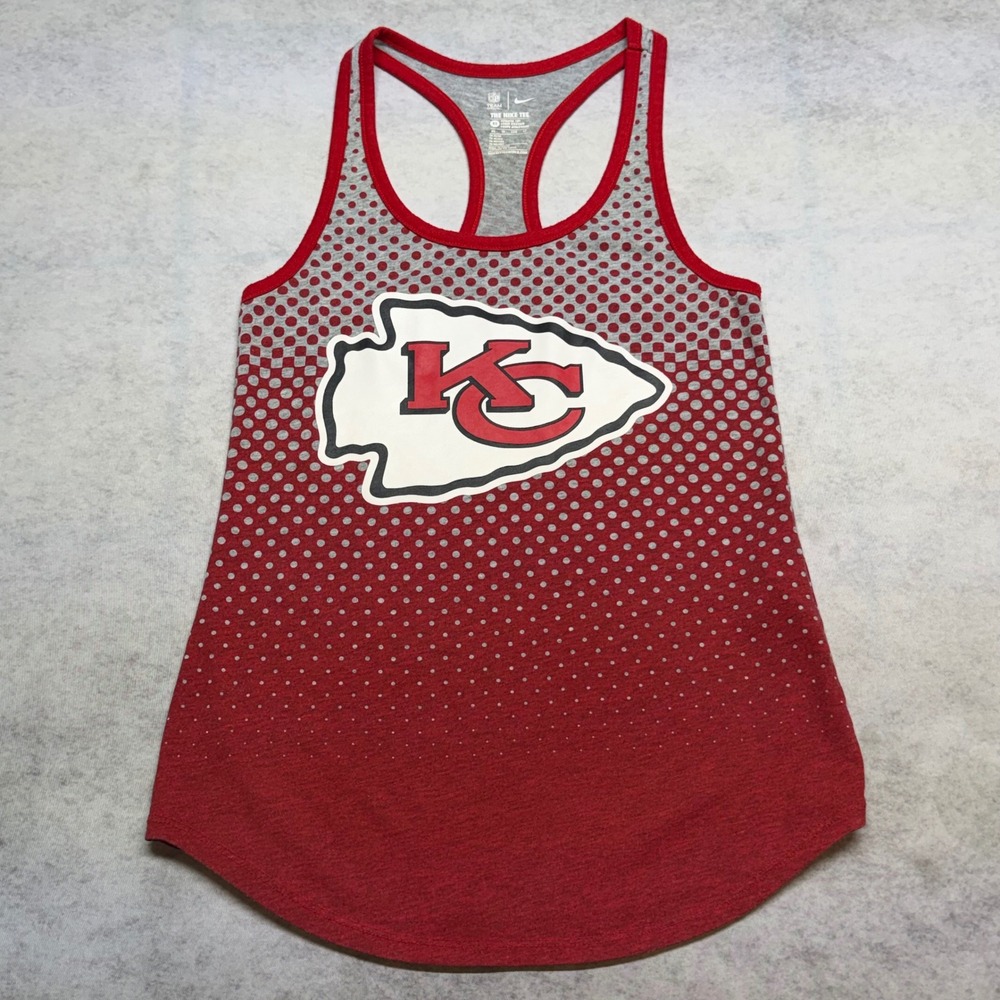 Nike Kansas City Chiefs Athletic Cut Womens XS Red Grey Polka Dot Tank Top